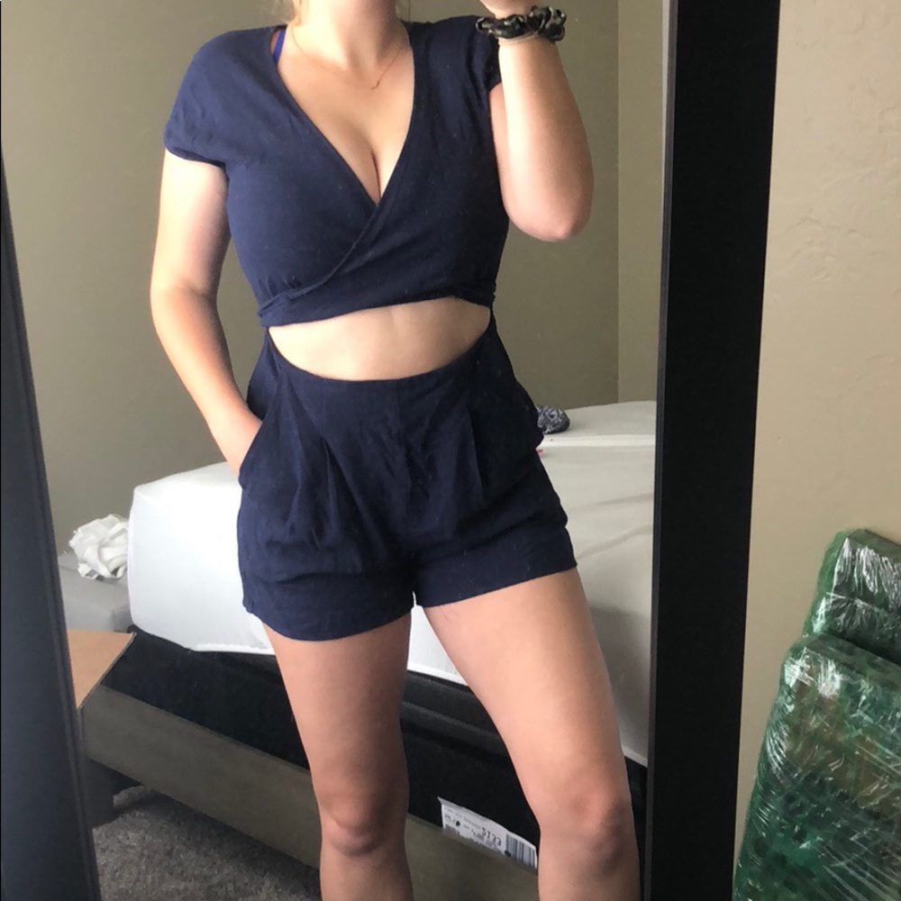 Emory Park Navy Blue Wrap Romper